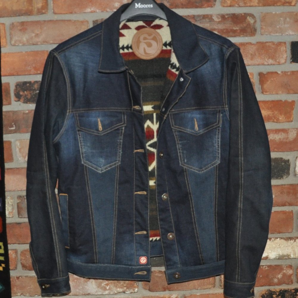 ONE OF A KIND Remu Apparel Blanket Upcycle Denim Jean Jacket Handmade in Ecuador